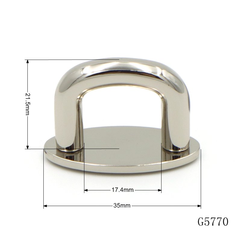 Handbag hardware supplies 20mm curved rectangle handle designer anchor metal arch bridge for bag