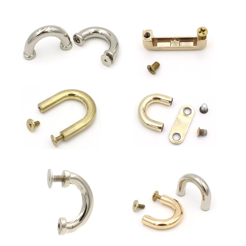 Handbag hardware supplies 20mm curved rectangle handle designer anchor metal arch bridge for bag