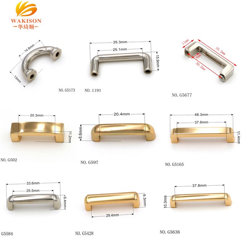 Handbag hardware supplies 20mm curved rectangle handle designer anchor metal arch bridge for bag