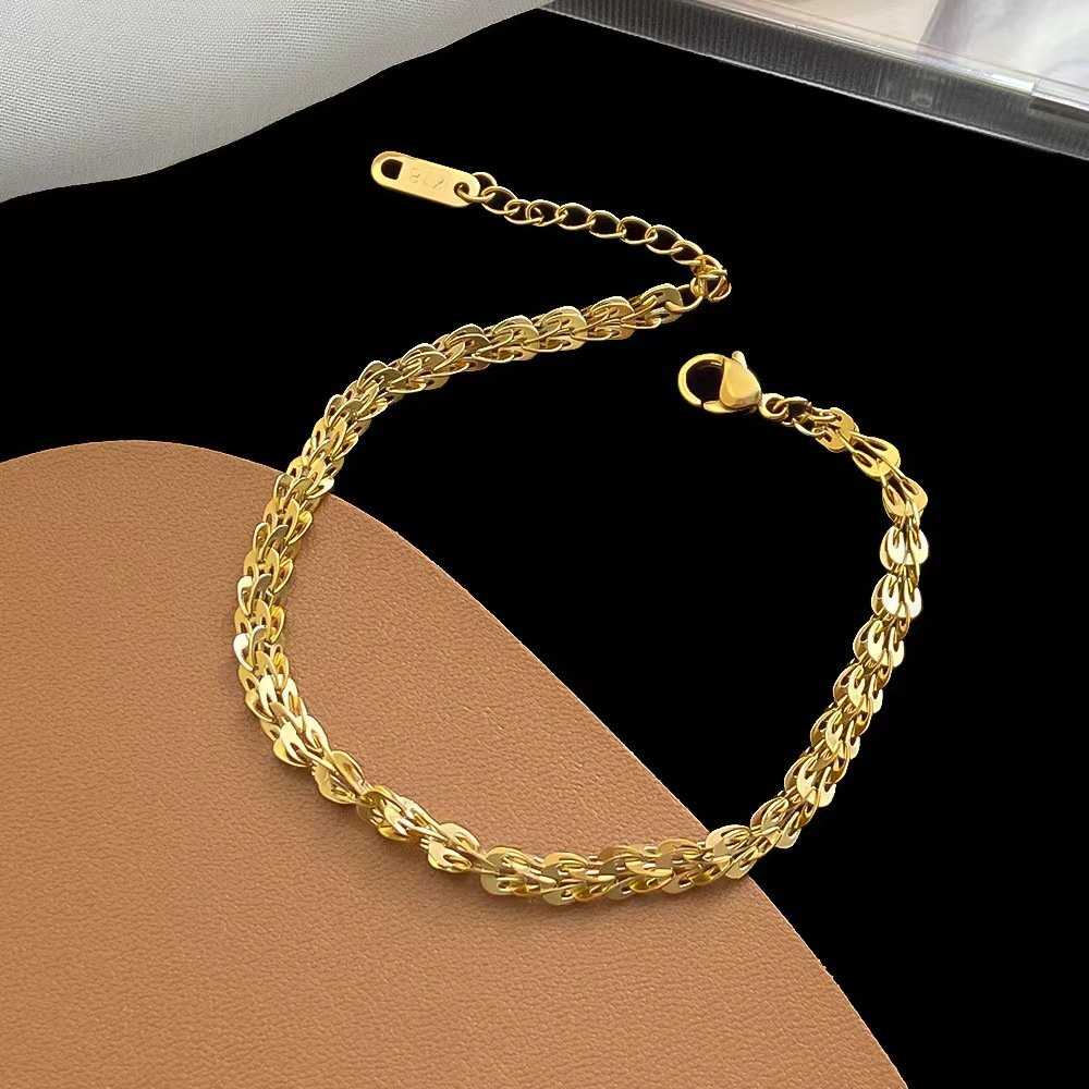 Geometric Watchbelt Stainless Steel Jewelry Hip Hop Belt Chain Bracelets For Women Men Wearing