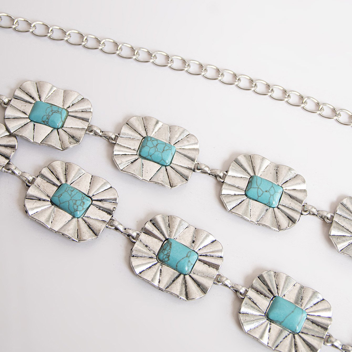 Women Belt Turquoise Stone Western Chain Belt