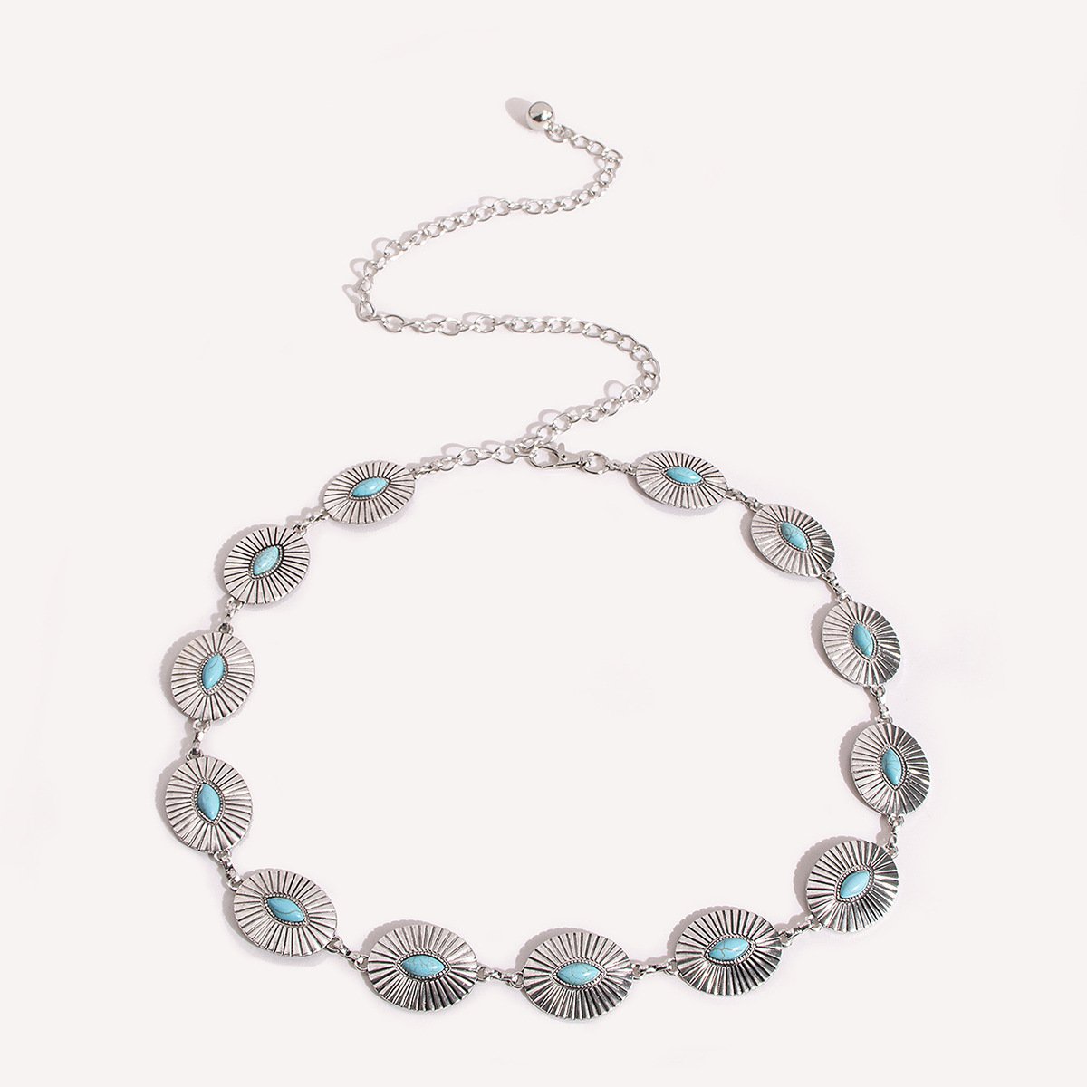 Women Belt Turquoise Stone Western Chain Belt