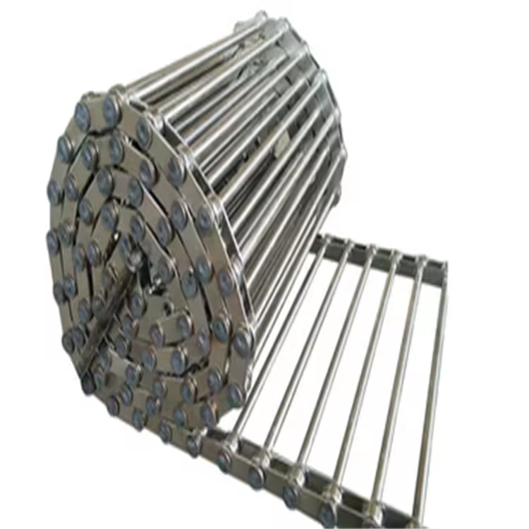 Support custom chain rod type strip mesh chain processing custom stainless steel mesh chain through rod conveyor belt