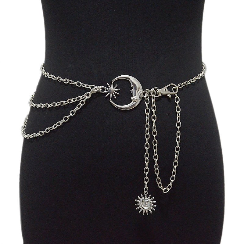New Women Gold Metal Fashion Belt - Hip High Waist Skinny Waistband Chain Links Sun