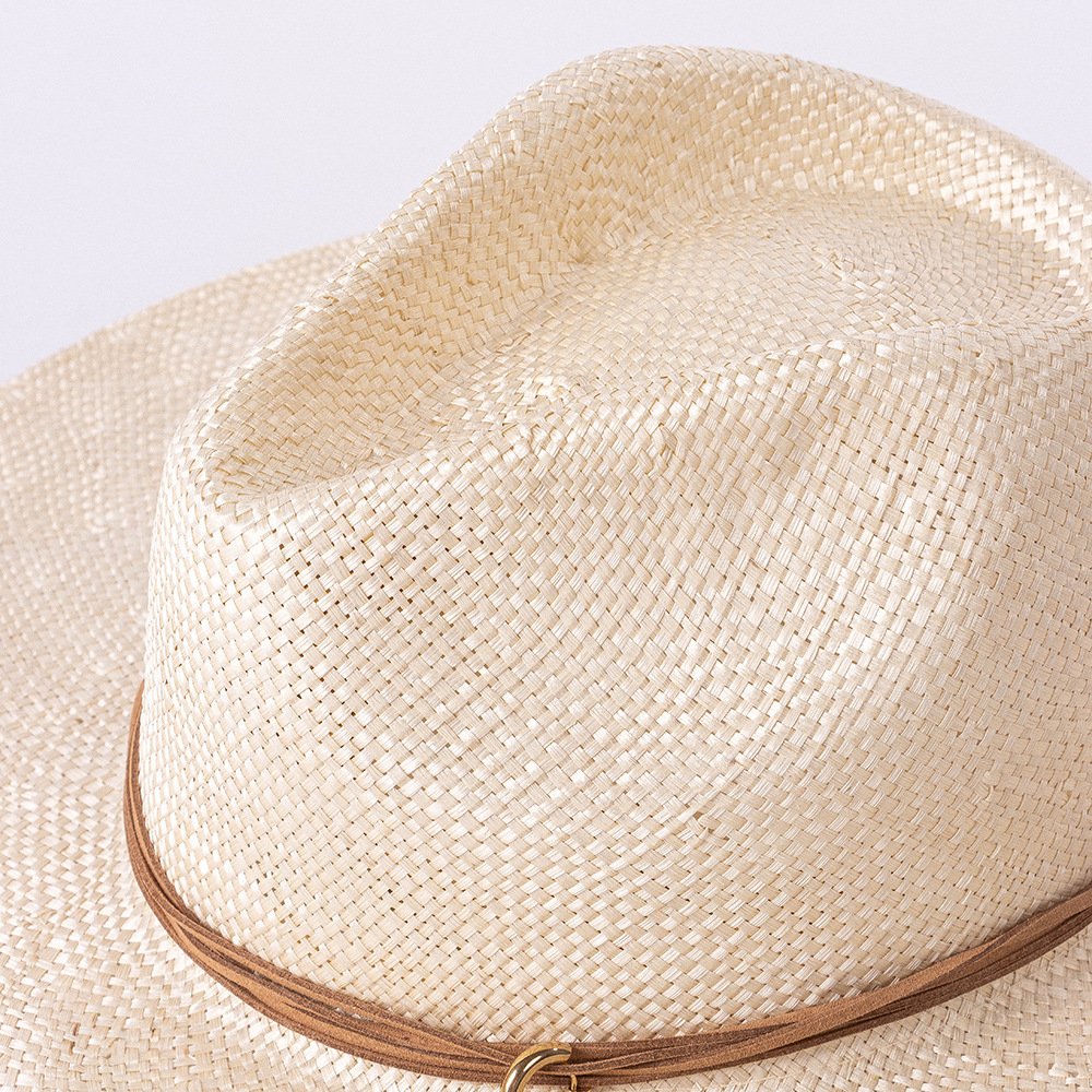 Sun Hat Travelling Ladies Sombrero Chapeau Women Hats Shinehats Metal Chain Strap Sisal Beach Jazz Panama Outdoor Luxury Free