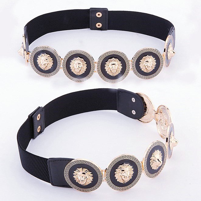 Summer Hottest Gold Plated Engraved Beauty Lion Belt Women Elastic