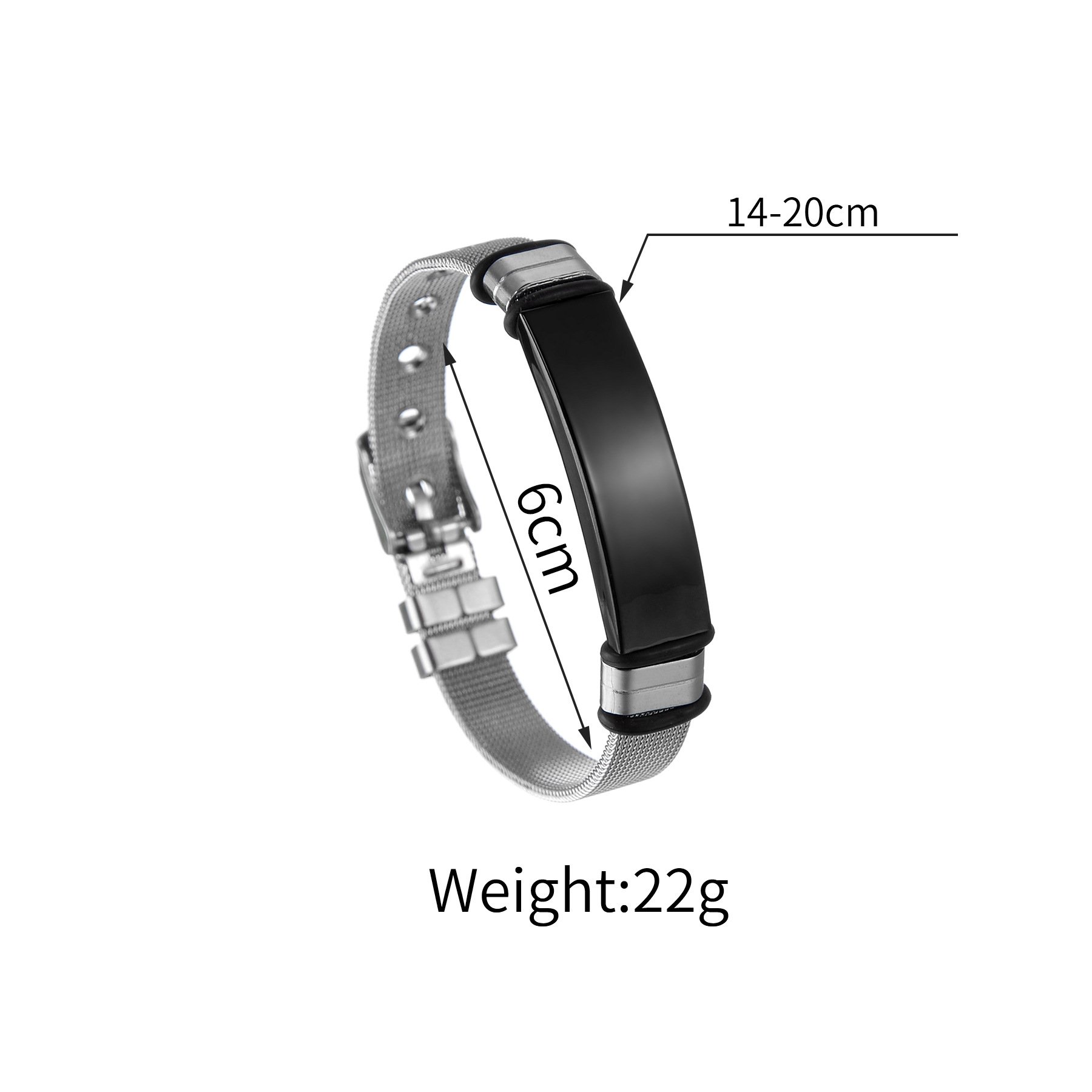 Stainless Steel Mesh Chain Bracelet Black Bar Laser Engraving Men Jewelry Word Laser Engraved