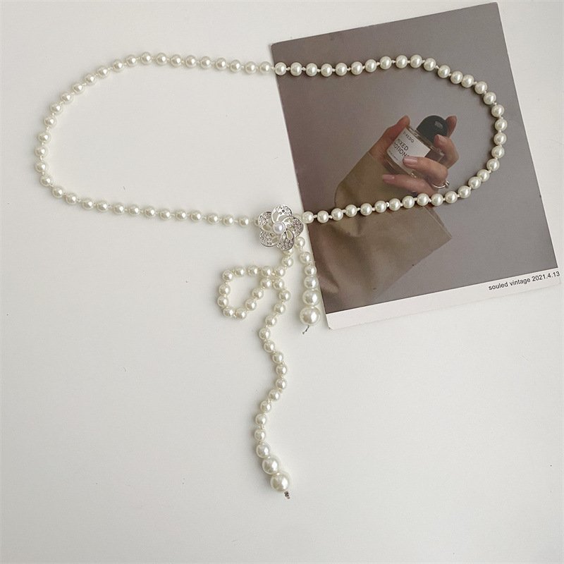 RTS Pearl Belt White Women Waist Chain Adjustable Plus Size Belts Body Accessories for Dress