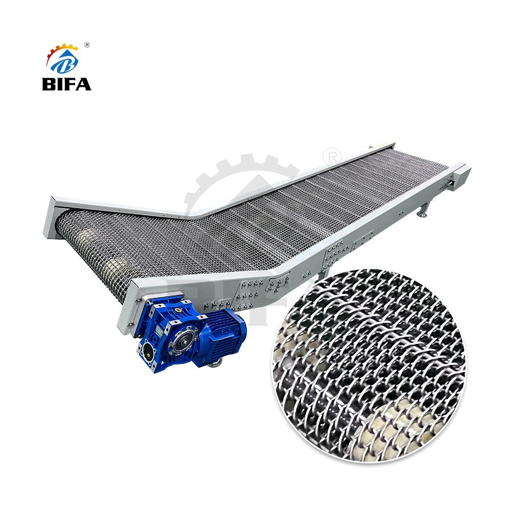 Bifa flat steel ss304 dry wire mesh chain link plate conveyor belt