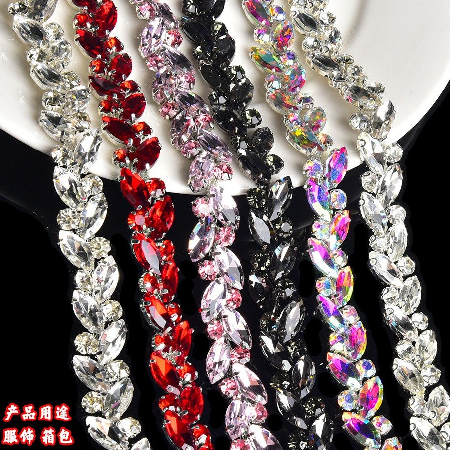 10yards Crystal Rhinestone Chain Bridal Sash Rhinestone Trim Applique Wedding Belt Garment Accessories