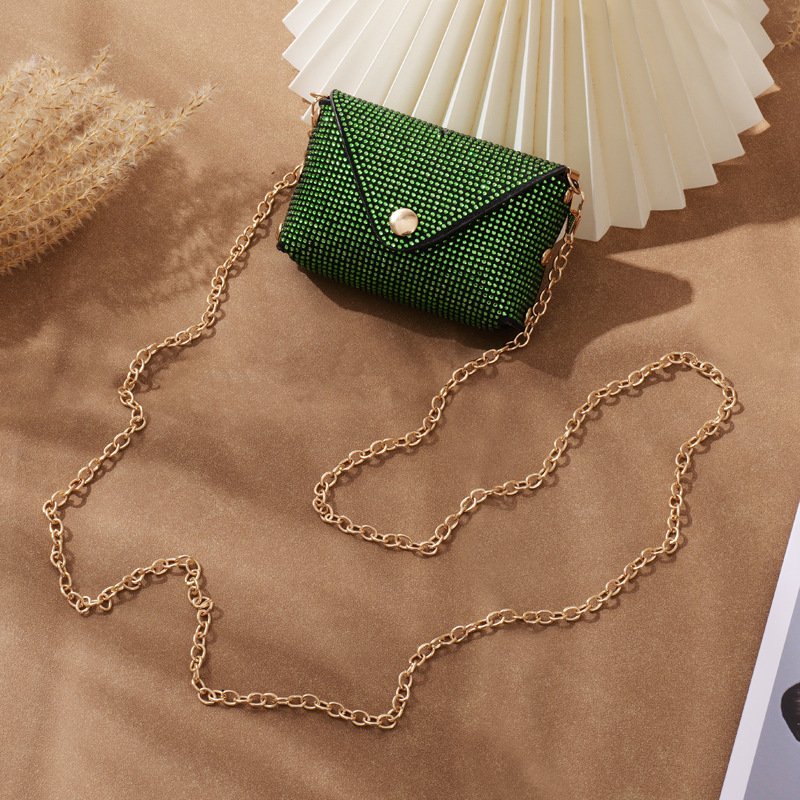 Crystal Rhinestone Messenger Bag Full Diamond Mini Wallets Children Coin Purse Keychain Storage Women Airpods Bag With Chain