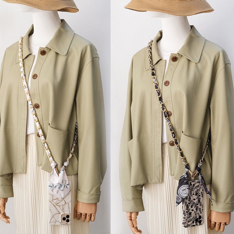 RW 2024 Elegant Bag Decoration 120cm Phone Purse Crossbody Chain Handbag Shoulder Handle Belt Silk Scarf Woven Metal Chain Strap