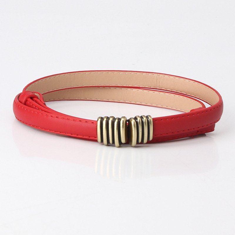 Leather Women's Thin Belt Decorated Western Dress Waist Chain Retro Belt