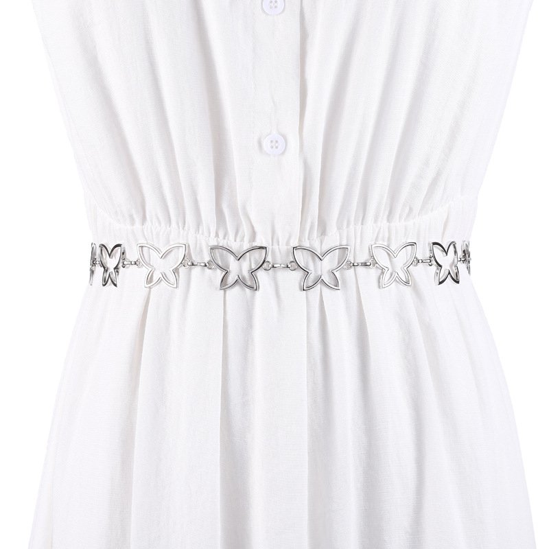 2024 New Women's Fashion Hollow Butterfly Decorative Dress Shirt Waist Waist Belt Hook Adjustment Waist Chain