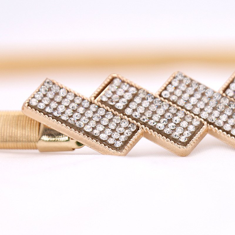 Fashion Lady Gold Elastic Shiny Luxury Skinny Metal Belt Custom Girl Dress Skirt Decoration Metal Chain Waist Belt