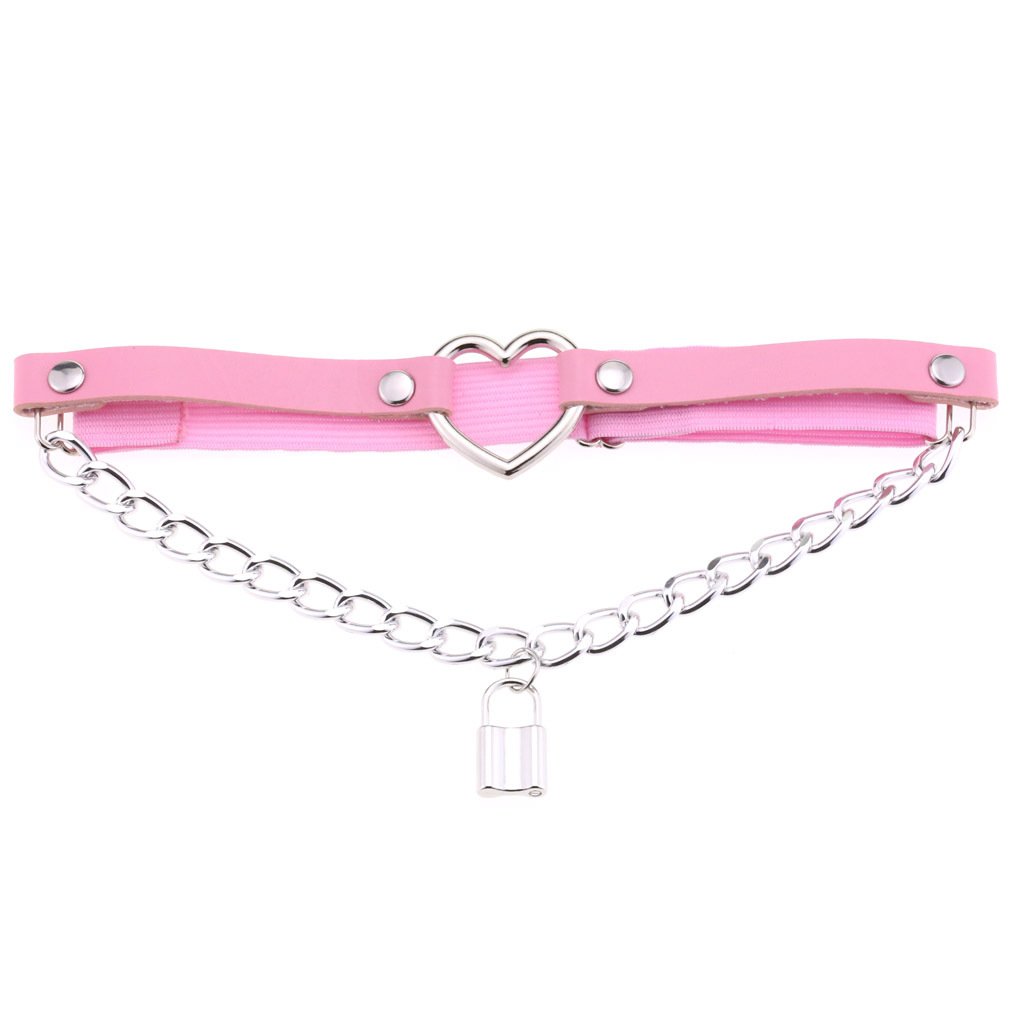 Leg Garter with Key Chains, Elastic Punk Heart Thigh Garters for Women, Black, 1 Pc
