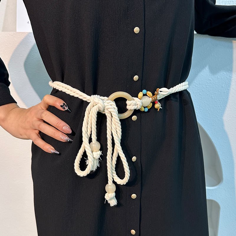 Women's Waist Rope Woven Hemp Rope Waist Chain Thin Waist Belt For Clothing Accessory