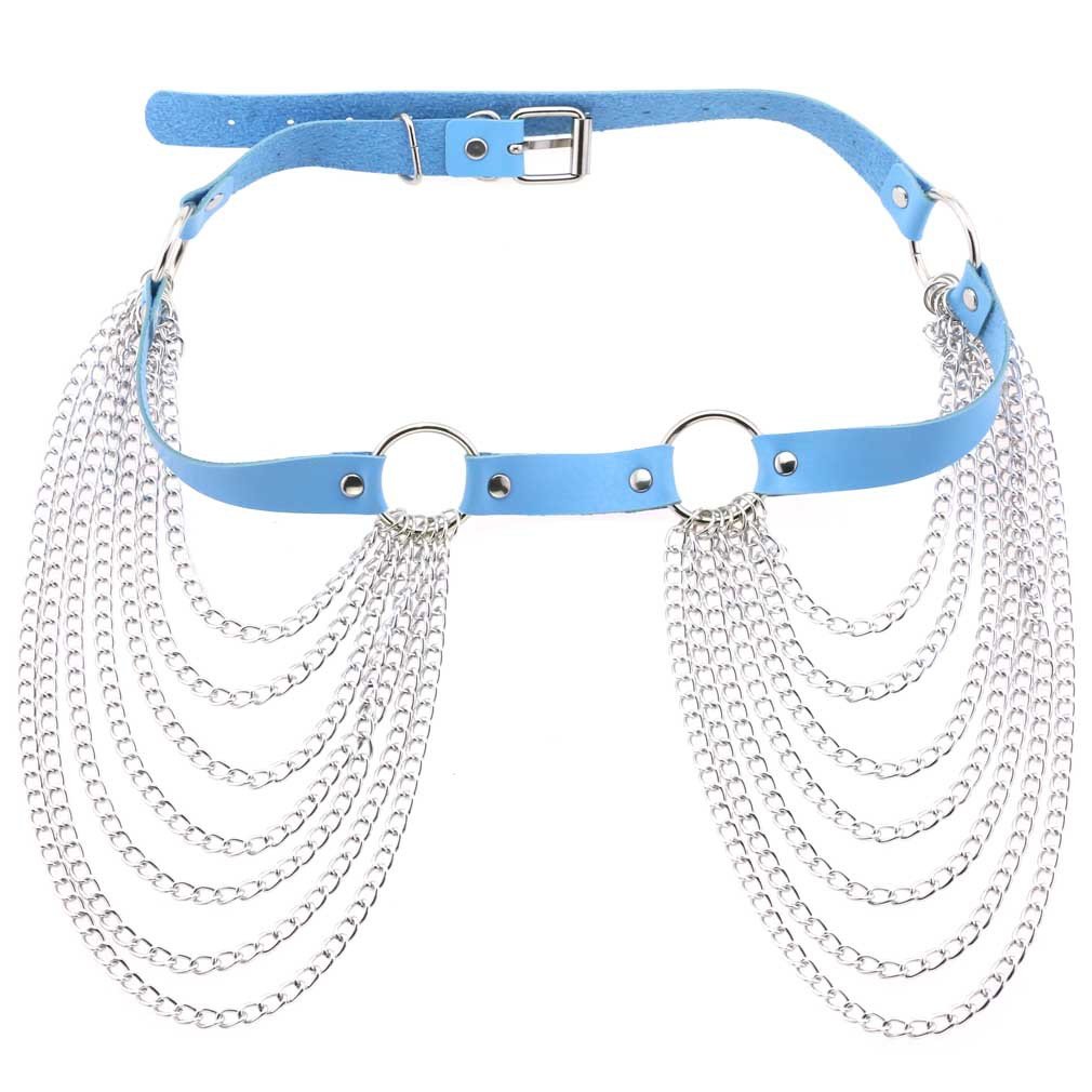 PJ-M049 Belt Leather Layered Rave Body Jewelry Accessories Belly Body Chains Punk Black Waist Chain for Women and Girls
