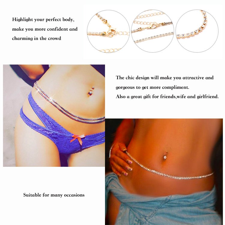 1 Layer Boho Waist Fashion Jewelry Women Belly Chains Sexy Custom Belt Hip Crystal Rhinestone Body Chain