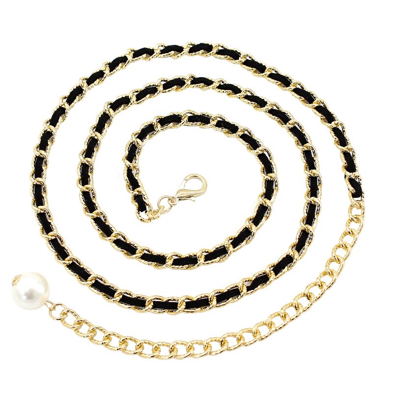 High fashion quality women slim waist belly metal chain belt strap for Dress