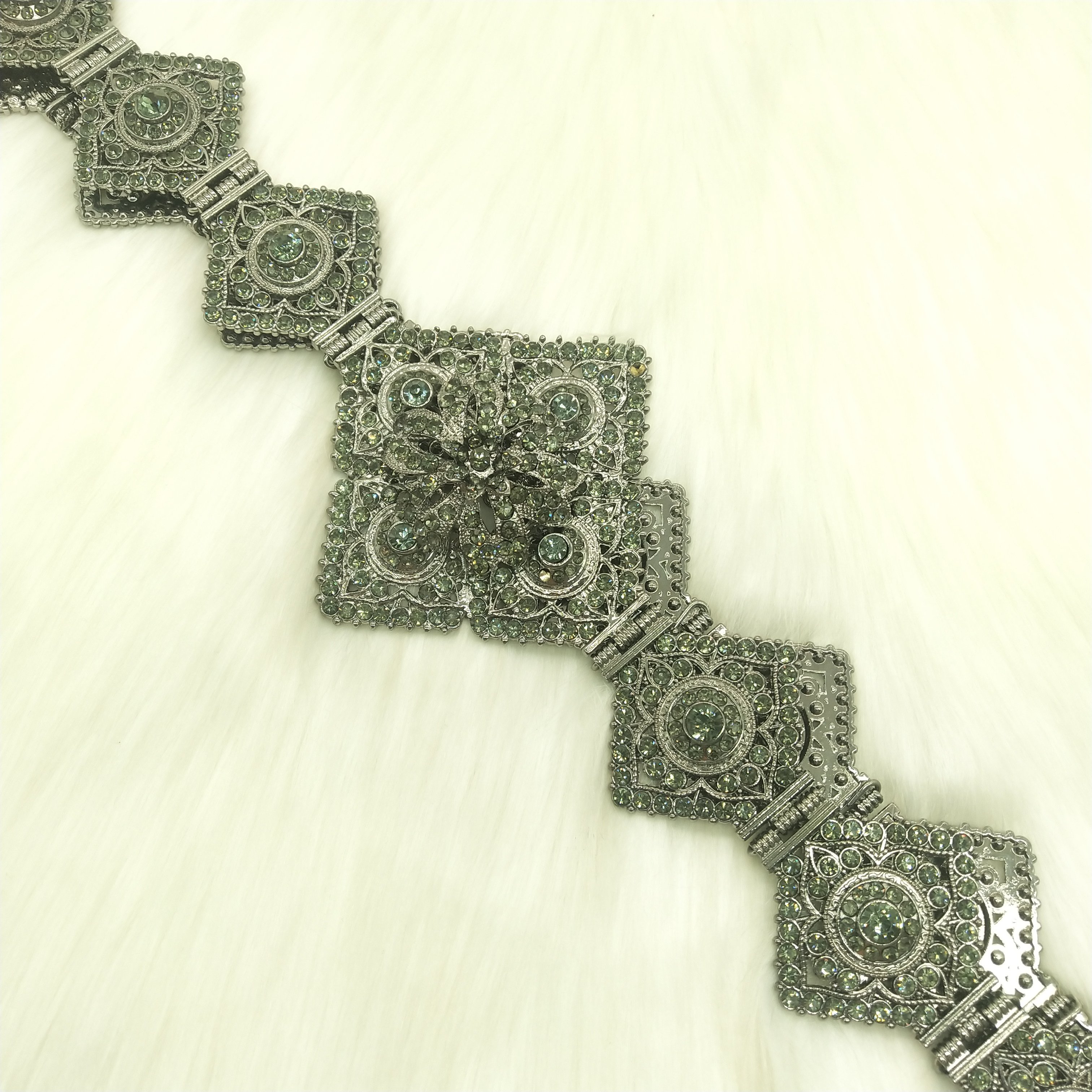 R French Gold Color Women Chain Crystal Metal Waistband Morocco belt Wedding Caftan Dress Belt Adjustable Length