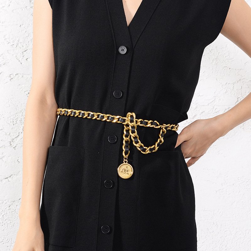 GT Hot Selling Fashion Gold Leather Waist Chains Wholesale Custom High Quality Waist Belt Women Elegant Chain Belts