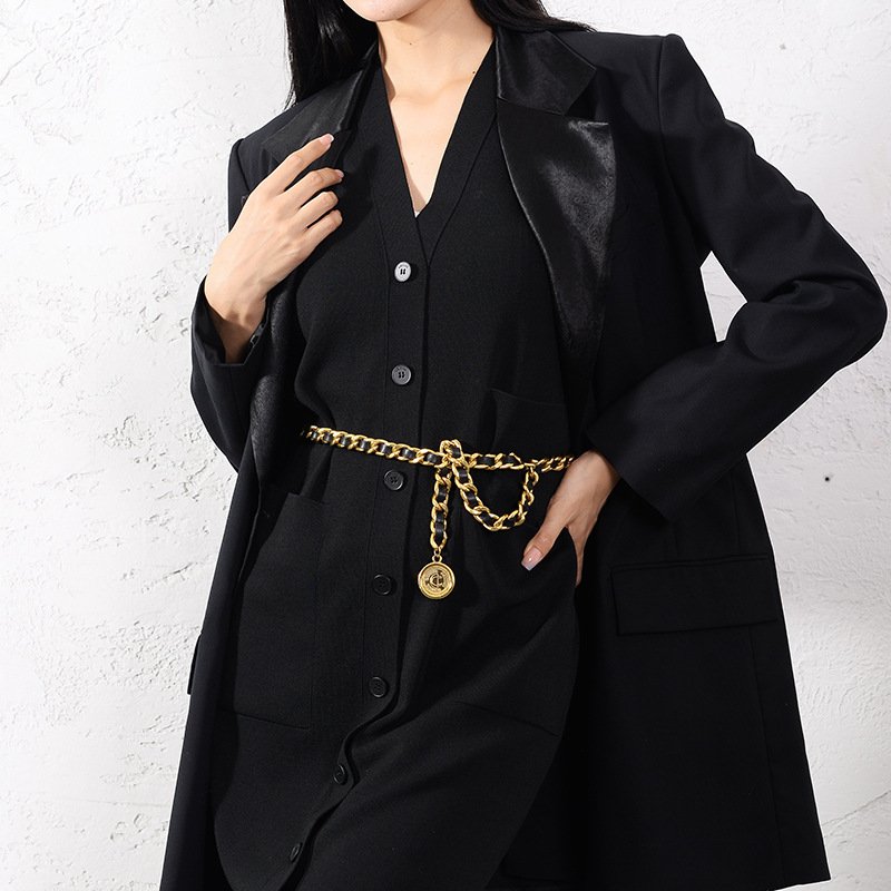 GT Hot Selling Fashion Gold Leather Waist Chains Wholesale Custom High Quality Waist Belt Women Elegant Chain Belts