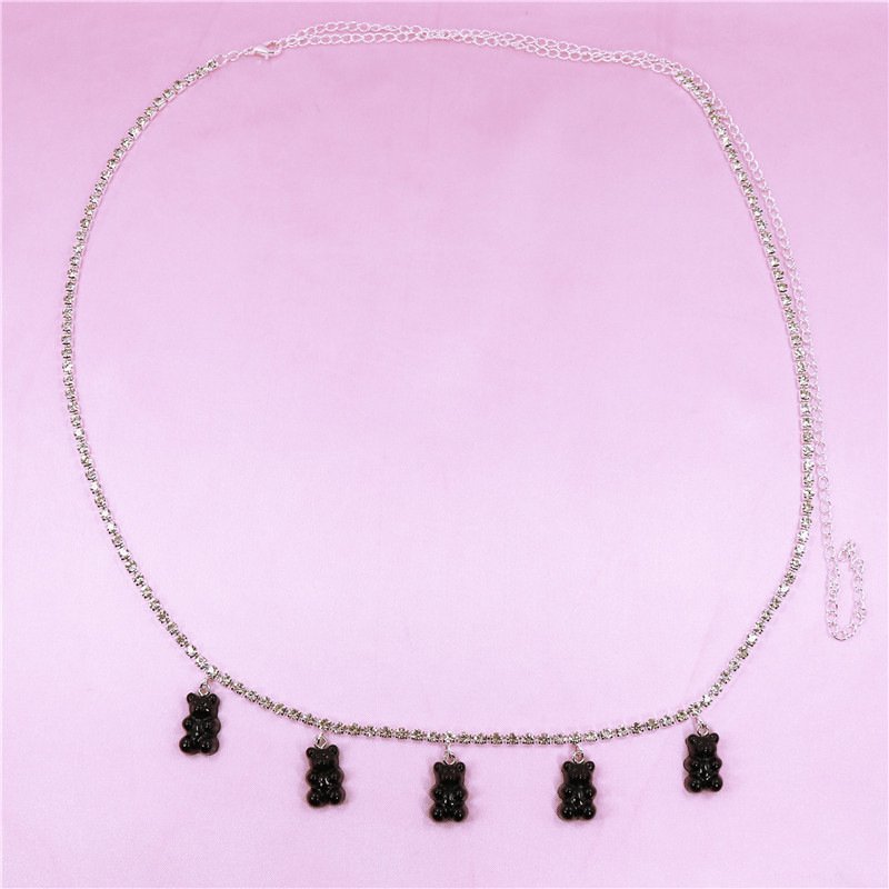New Arrivals Trendy Bling Rhinestone Waist Chain Jewelry Personality Colorful Resin Bear Pendant Panty Chain Tennis Chain Waist
