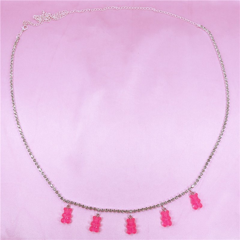 New Arrivals Trendy Bling Rhinestone Waist Chain Jewelry Personality Colorful Resin Bear Pendant Panty Chain Tennis Chain Waist