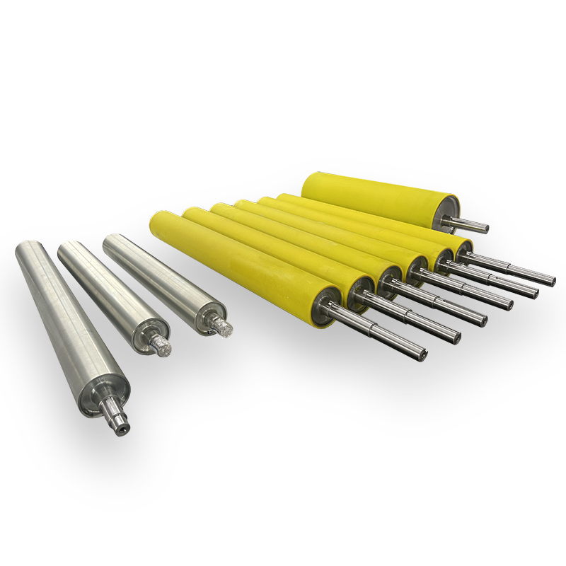 Rubber conveyor belt roller, rubber idler roller pu rubber coated conveyor pulley