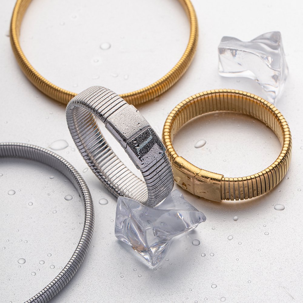 10mm 16k Gold Plated Stainless Steel Minimalist Chunky Belt Snake Chain Bracelets Choker Necklaces Sets
