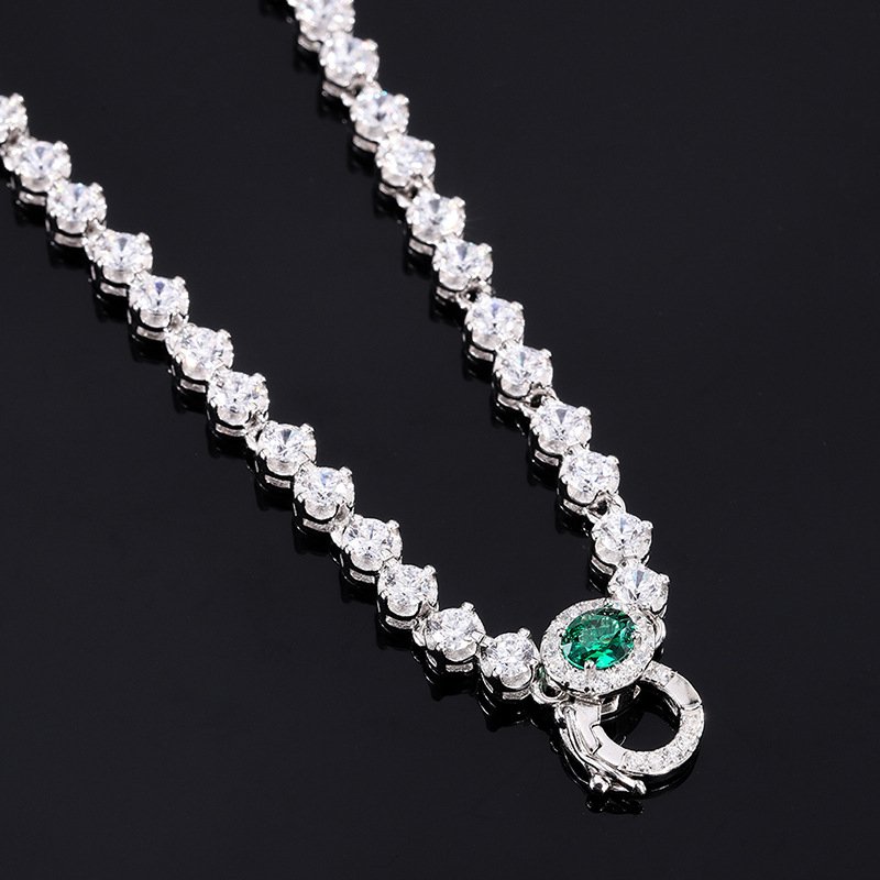 Hot Sell S925 sterling silver fulled drilled Necklace Jewelry Wholesale natural High carbon stone pendant Couple gift necklace