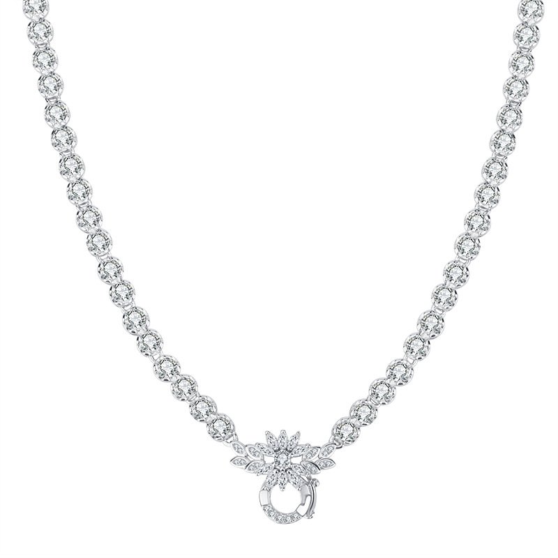 Hot Sell S925 sterling silver fulled drilled Necklace Jewelry Wholesale natural High carbon stone pendant Couple gift necklace