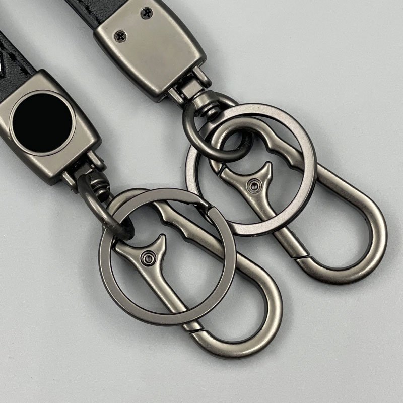PU leather Car LOGO Keychain LOGO custom metal simple explosions classic universal lambskin key ring clasp wholesale