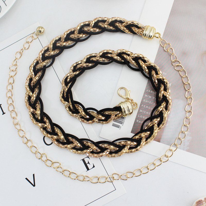 Women Pearl Dress Decorative Waist Elegant Thin Waistband Metal Belt Beaded Hook Waist Chain