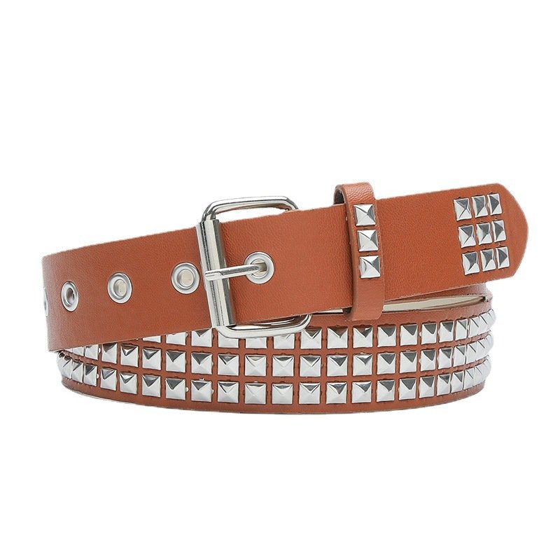 CPC Custom Square Rivet Belt Women Metal Pyramid Rtraps Rock Hardware Jeans Female Funk Waist Belts