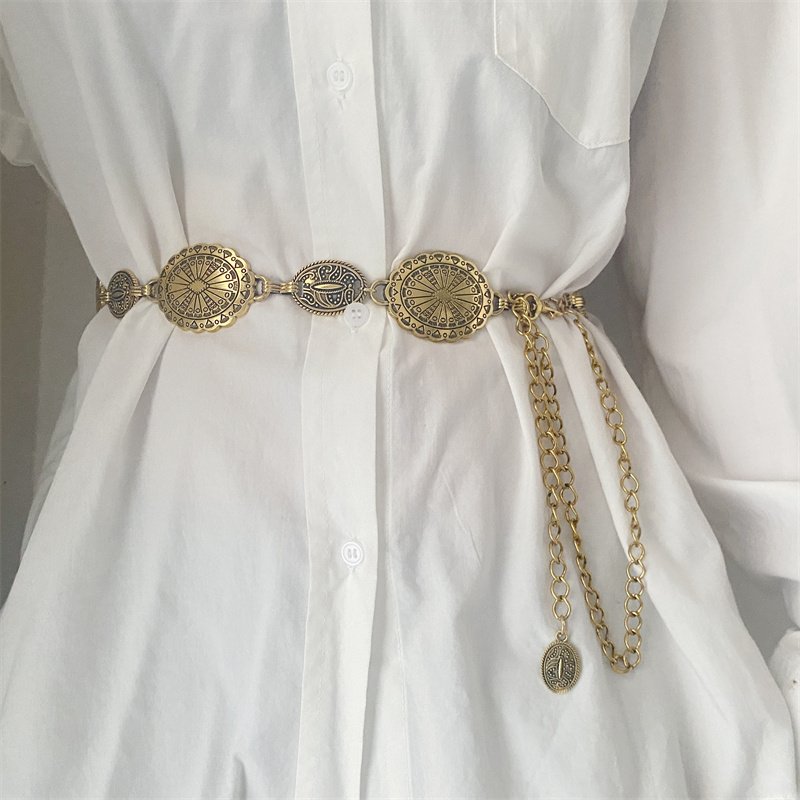 Custom Gold Western Ladies Bohemian Dress Decoration Chain Belt Women Waist Metal Chain Belts
