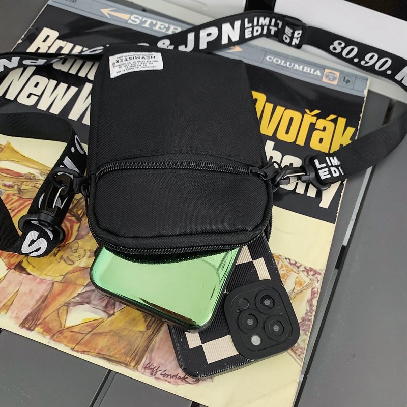 Fashionable Unisex Casual Messenger Bag Multi-Layer Wear Resistant and Waterproof Fabric Cross-Body with Letter Bow Decoration