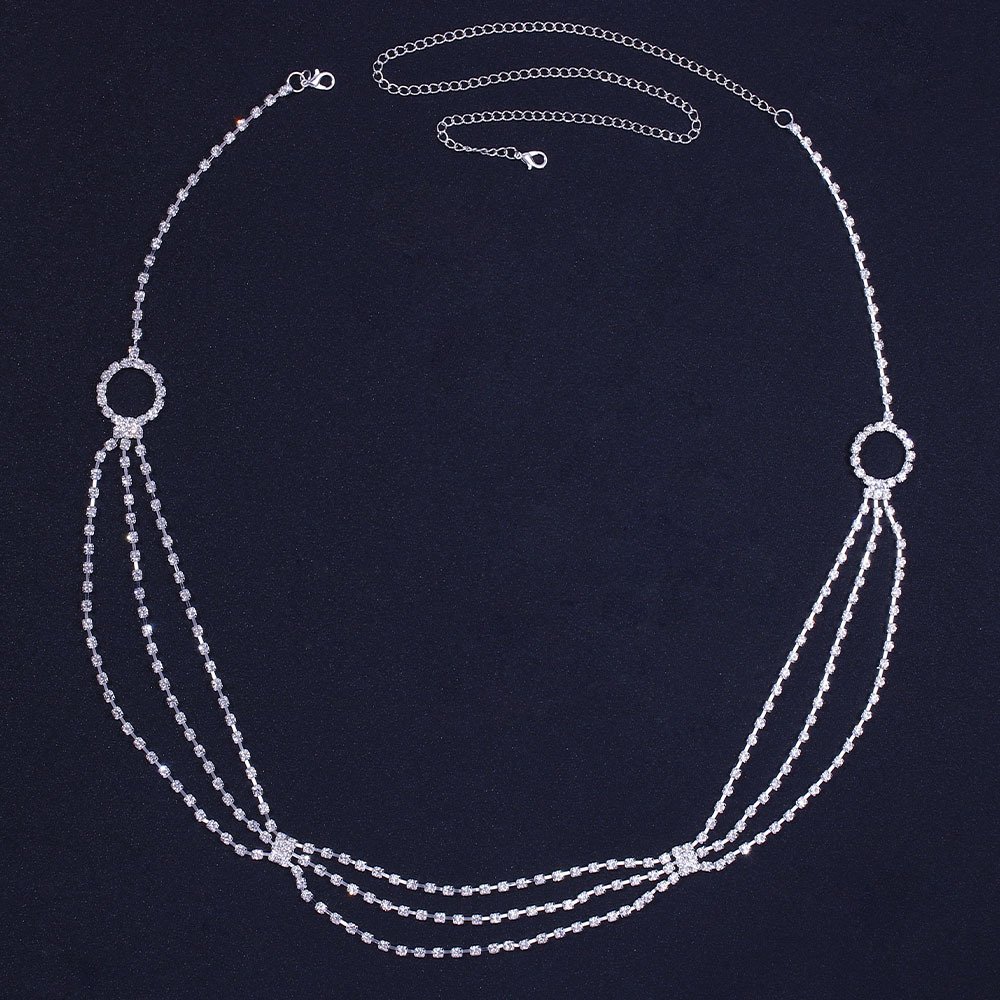Sexy Waist Chain Belt Layered Rhinestone Belly Body Chain Fashion Trend Jewelry For Women Festival Rave Party Accessories
