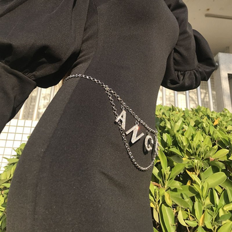 DIY Women Crystal Letter Angel Belly Chains Bohemia Beach Belt Chain Female Charm Waist Accessories Waist Body Chain for Women