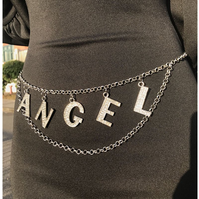 DIY Women Crystal Letter Angel Belly Chains Bohemia Beach Belt Chain Female Charm Waist Accessories Waist Body Chain for Women