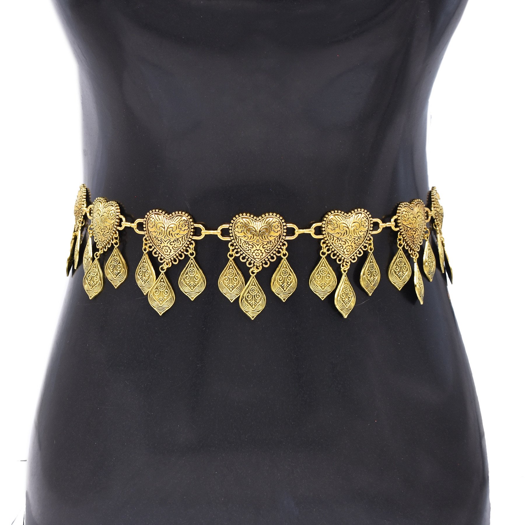 Vintage Style Ethnic Heart Pattern Leaf Tassel Women Body Belly Waist Chains Jewelry