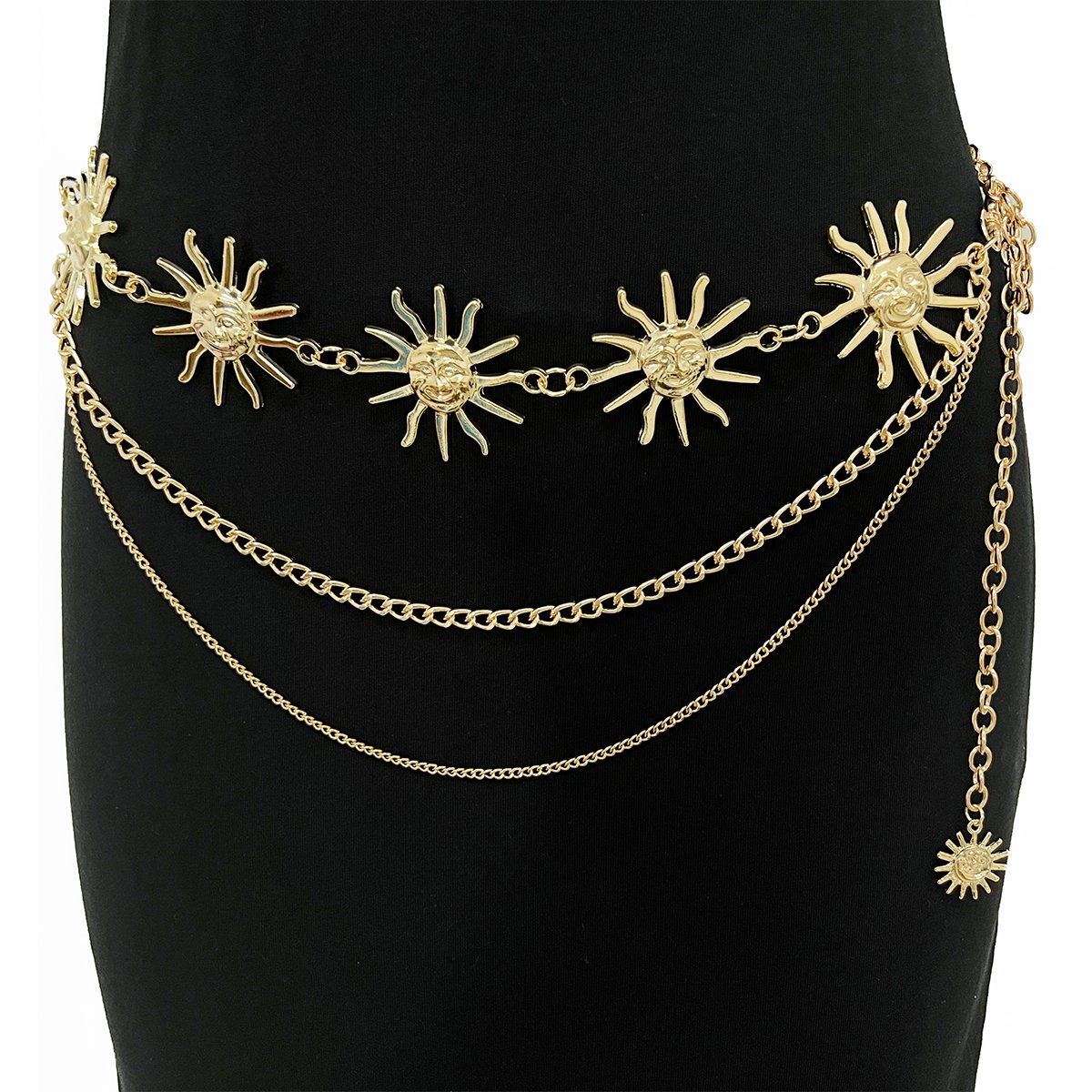 Multilayer Chunky Chain Belts for Dress Gold Metal Waist Chain Chain Belt for Women Girls