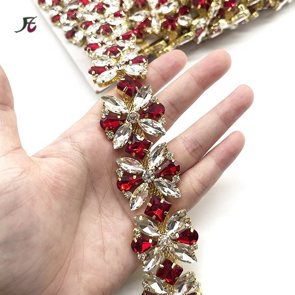 Wholesale mixed color Crystal Rhinestone Chain Trimming Bridal Sash Rhinestone Trim Applique Wedding Belt Garment Accessories