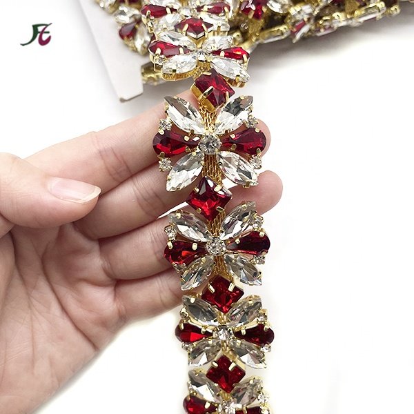 Wholesale mixed color Crystal Rhinestone Chain Trimming Bridal Sash Rhinestone Trim Applique Wedding Belt Garment Accessories