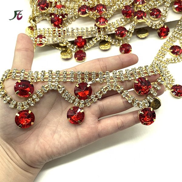 Wholesale mixed color Crystal Rhinestone Chain Trimming Bridal Sash Rhinestone Trim Applique Wedding Belt Garment Accessories
