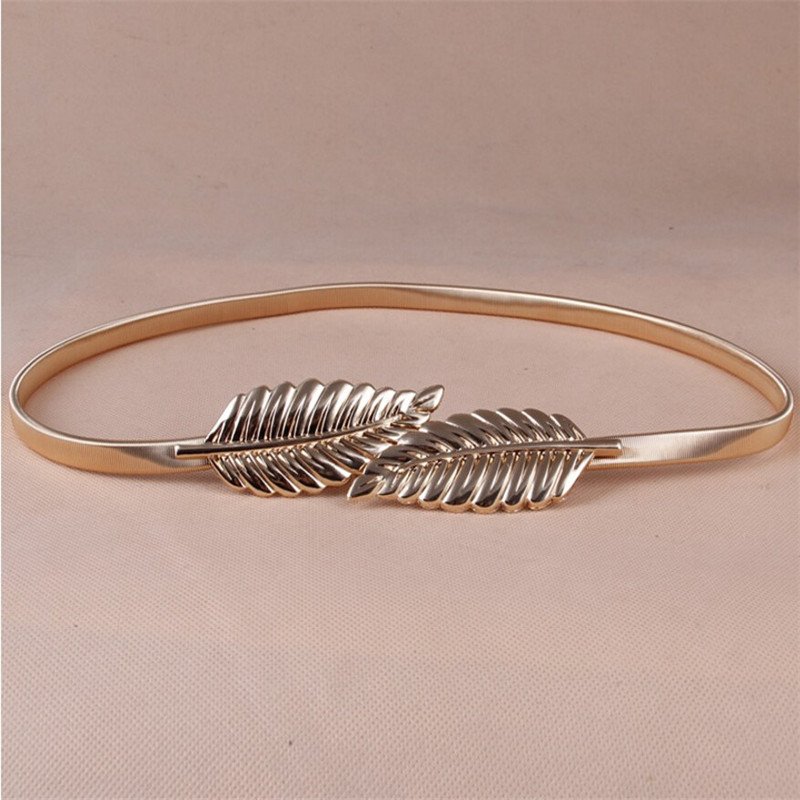 Gold Leaves Chain Belt Women's Waist Elasticity Waist Belt
