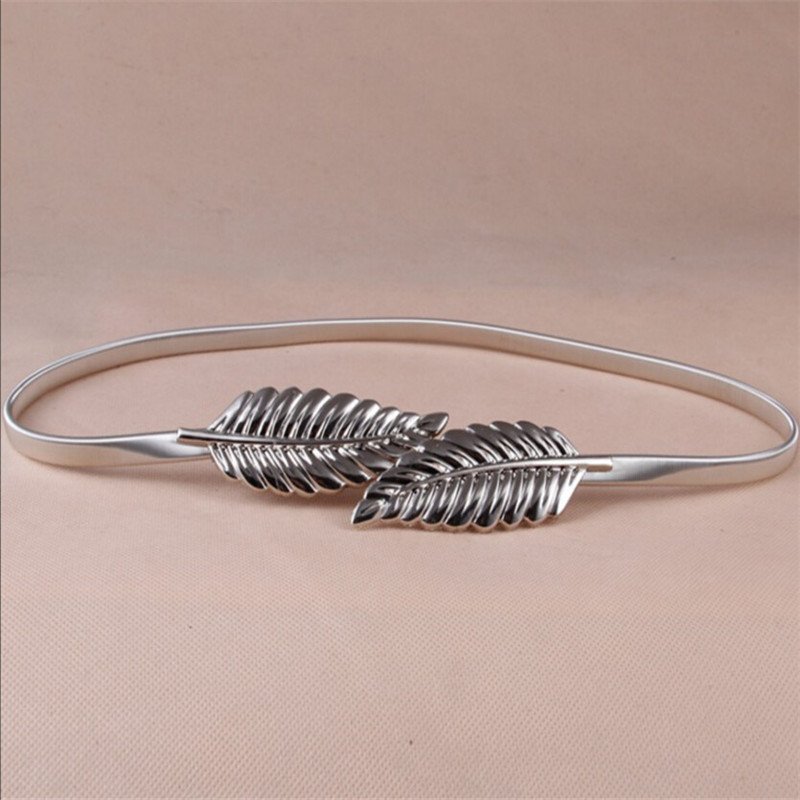 Gold Leaves Chain Belt Women's Waist Elasticity Waist Belt