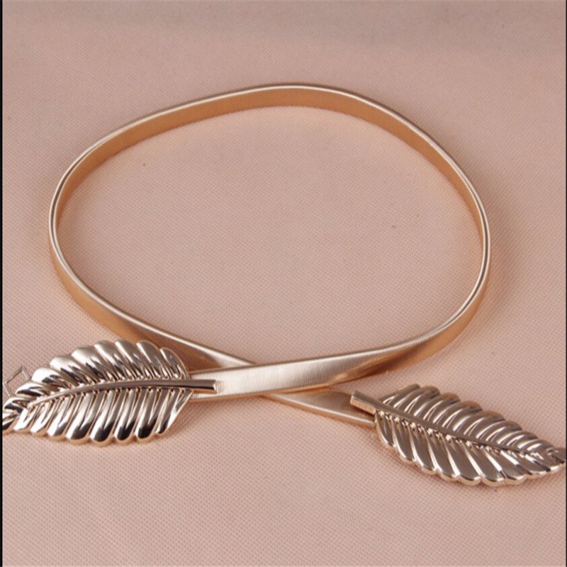 Gold Leaves Chain Belt Women's Waist Elasticity Waist Belt