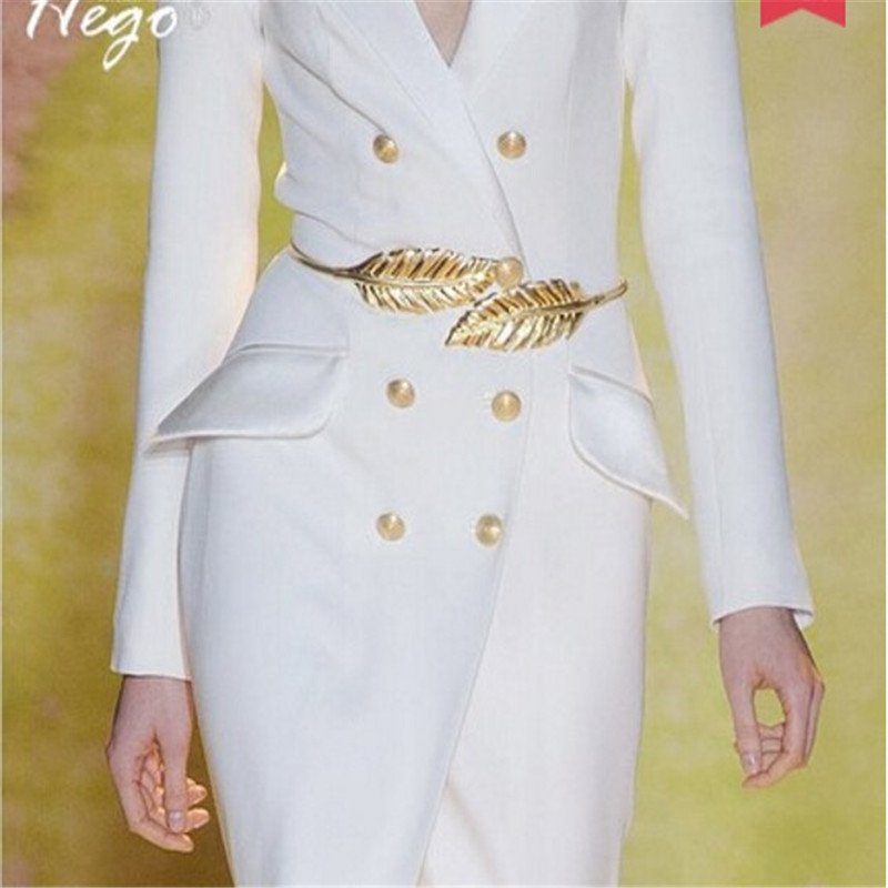 Gold Leaves Chain Belt Women's Waist Elasticity Waist Belt